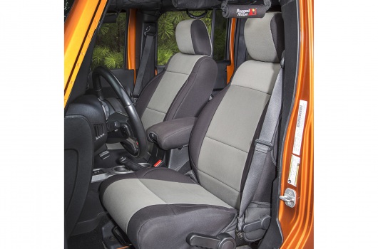 Neoprene Front Seat Covers, Black/Gray : 11-17 Jeep Wrangler