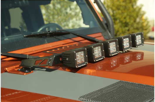 Hood Light Bar Kit, 5 Cube LED Lights : 07-17 Jeep Wrangler JK