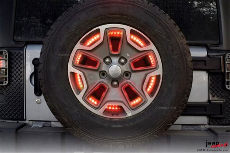 Światło stop, czerwony pierścień LED, pod koło zapasowe : 86-18 Jeep Wrangler