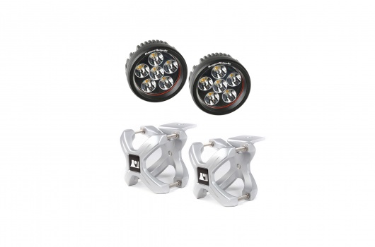 X-Clamp and Round LED Light Kit, Large, Silver, 2 Pieces
