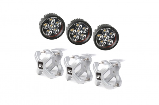 X-Clamp and Round LED Light Kit, Large, Silver, 3 Pieces