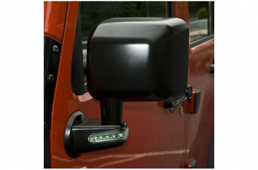 Door Mirror with LED Signals, Black, Left : 07-17 Jeep Wrangler JK