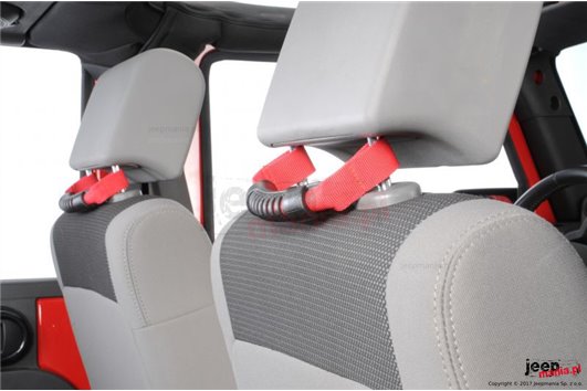 Front Headrest Grab Handles, Red : 07-17 Jeep Wrangler JK