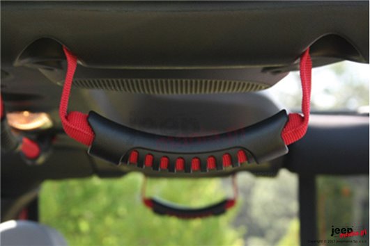 Rear Side Grab Handles, Red : 07-17 Jeep Wrangler JKU