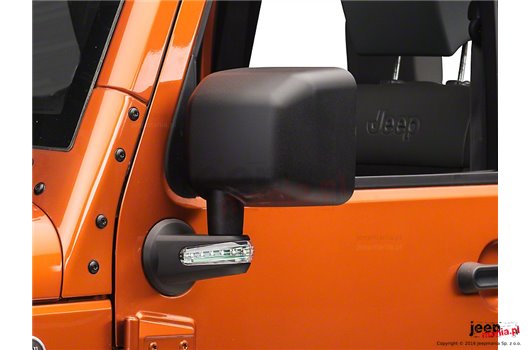 Lusterka zewnętrzne z kierunkowskazami LED, czarne, lewe + prawe, 07-16 Jeep Wrangler JK