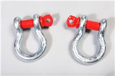 D-Ring Shackles, 3/4-Inch, Silver with Red pin, Steel, Pair
