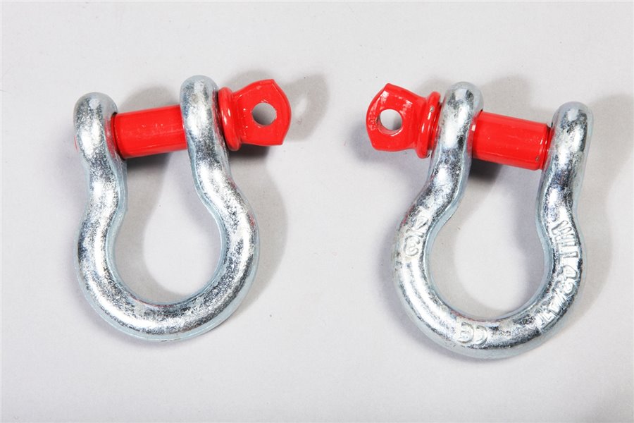 D-Ring Shackles, 3/4-Inch, Silver with Red pin, Steel, Pair
