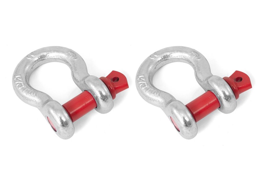 D-Ring Shackles, 7/8-Inch, Silver with Red pin, Steel, Pair