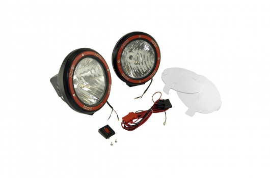 7 Inch Round HID Off Road Light Kit, Black Composite Housing, Pair