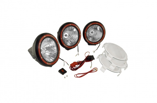 5 Inch Round HID Off Road Light Kit, Black Composite Housing, Set of 3