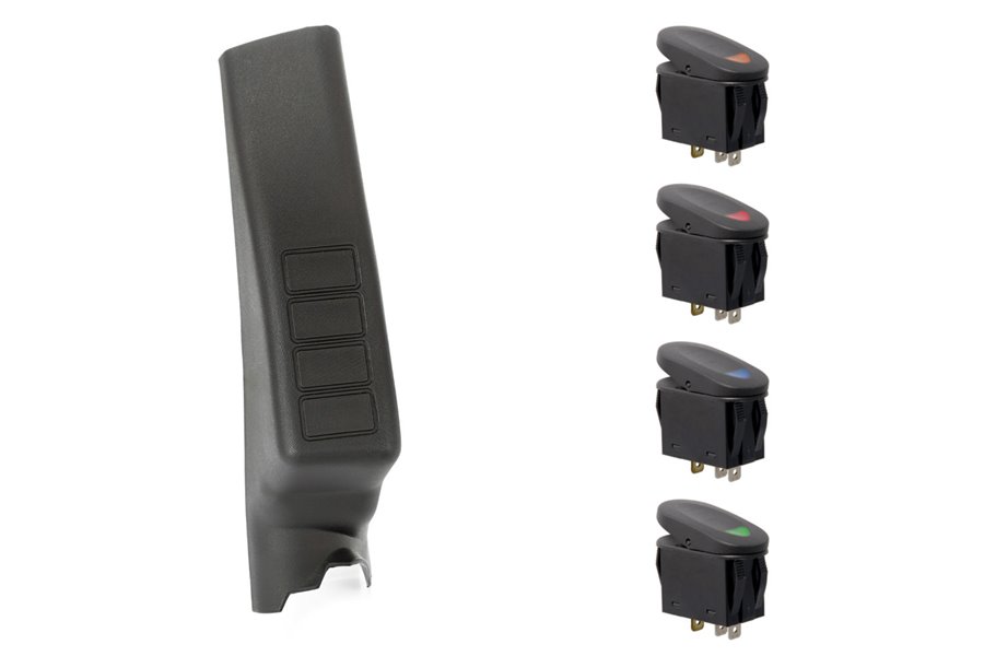 A-Pillar 4 Switch Pod Kit, Black, LHD : 11-17 Jeep Wrangler JK