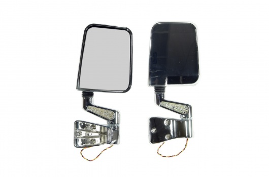 Door Mirror Kit, LED Turn Signals, Chrome : 87-02 Jeep Wrangler
