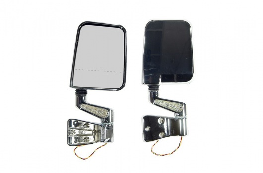 Door Mirror Kit, LED Signal, Dual Focus, Chrome : 87-02 Jeep Wrangler