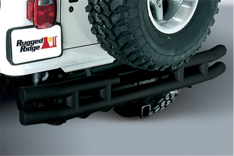 Double Tube Rear Bumper with Hitch, 3 Inch : 55-86 Jeep CJ Models