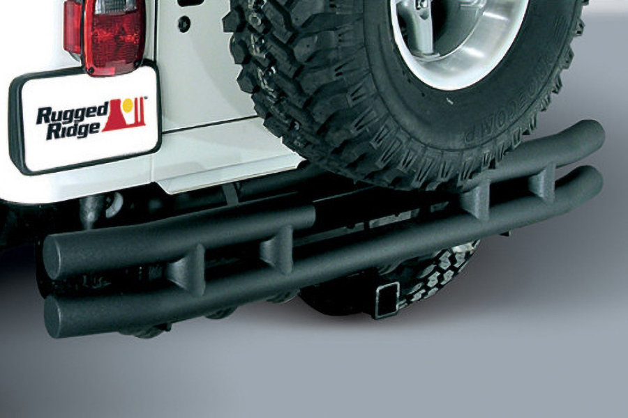Double Tube Rear Bumper with Hitch, 3 Inch : 55-86 Jeep CJ Models