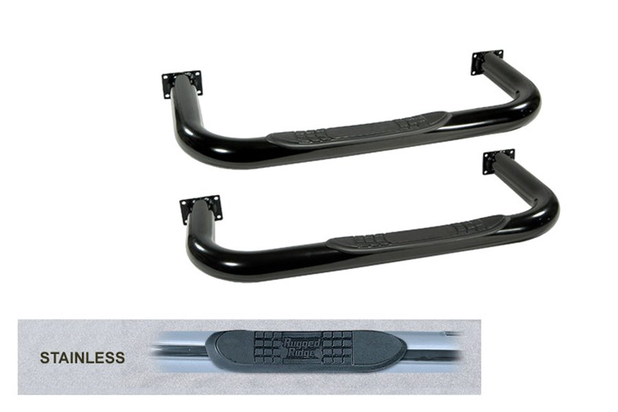 Round Tube Side Steps, 3 Inch, Stainless Steel : 87-95 Jeep Wrangler YJ