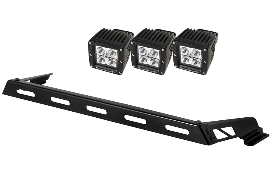 Hood Light Bar Kit, 3 Cube LED Lights : 07-17 Jeep Wrangler JK